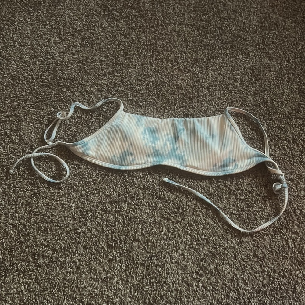 Hollister Blue and White Bikini Top
